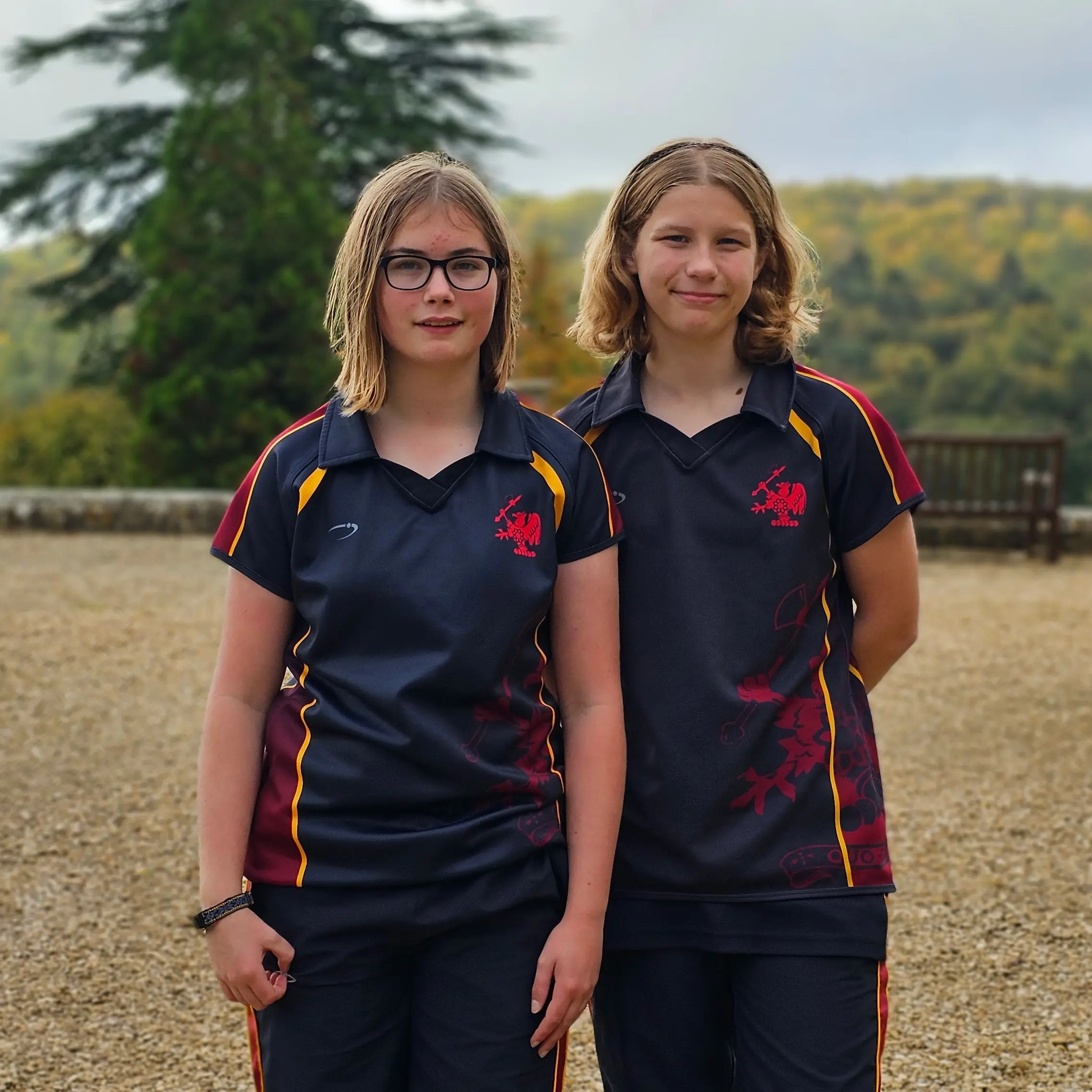 Zara and Chloe, students at Rendcomb College, a private boarding school in Gloucestershire, celebrate their sporting achievements