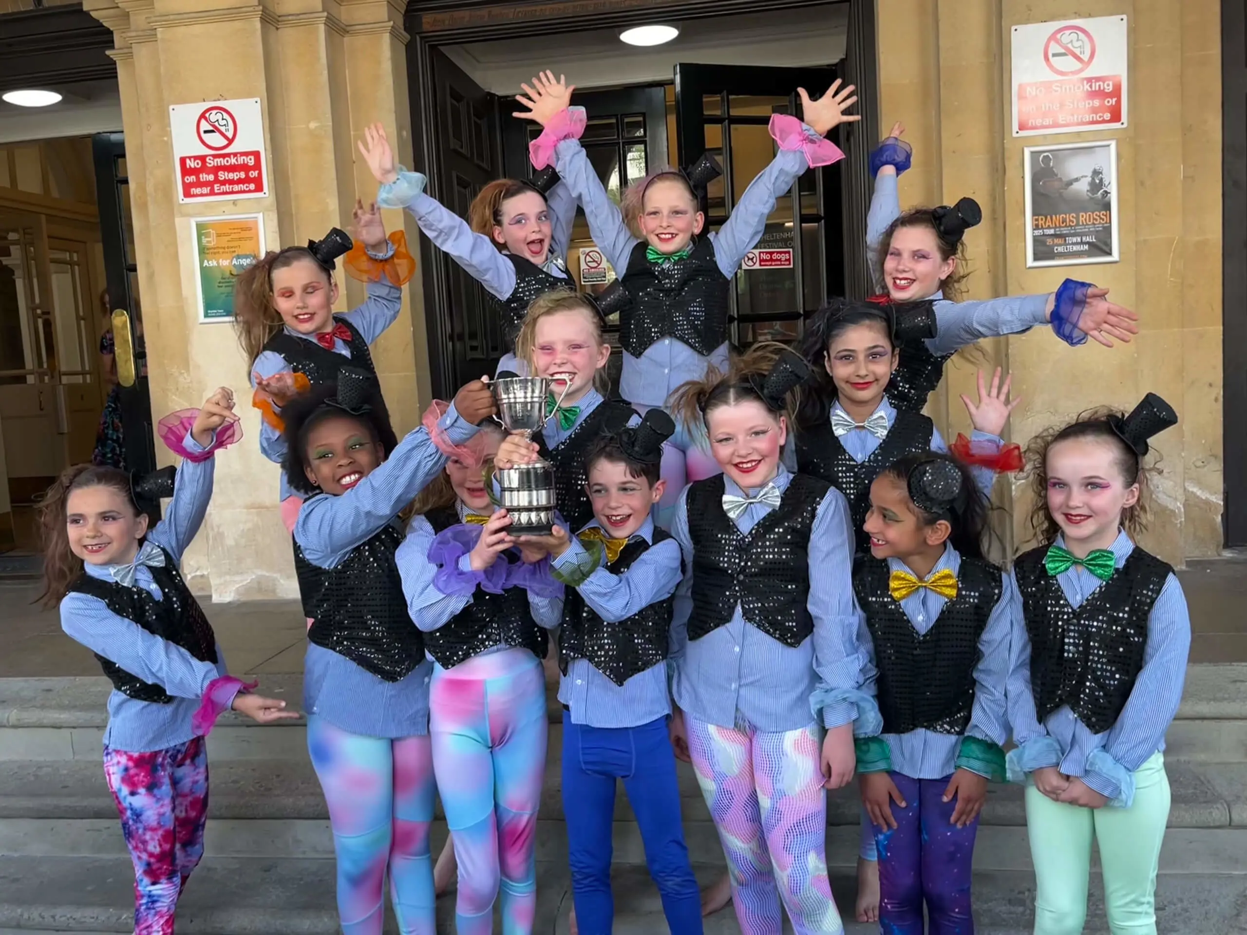 Rendcomb College dance pupils celebrating at the Cheltenham Festival.