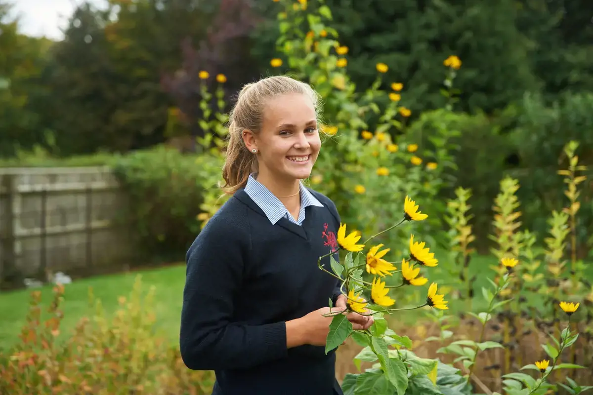 A female student in the school garden