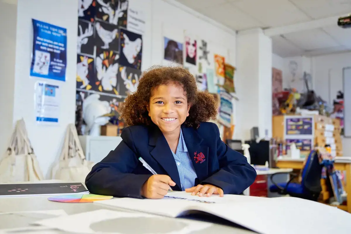 Young student in class